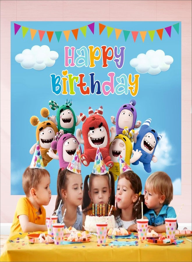 Party Baazaar Oddbods Birthday Backdrop 5x4 Ft | Backdrops for Decoration | Birthday Decoration Backdrop | Banner for Kids Theme Party - Image 4